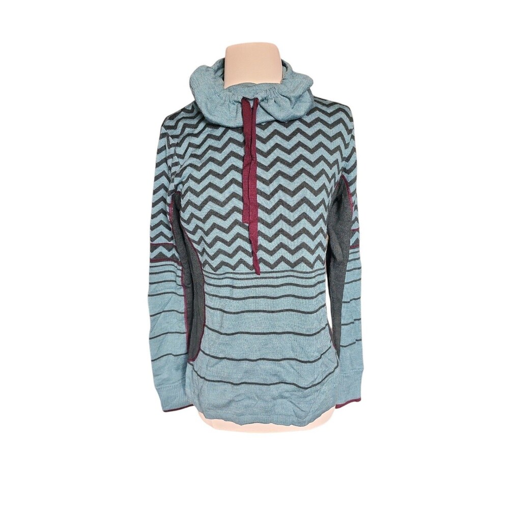 Smartwool Optic Frills Double Knit Pullover Sweater Womens M Marine  Blue Cowl